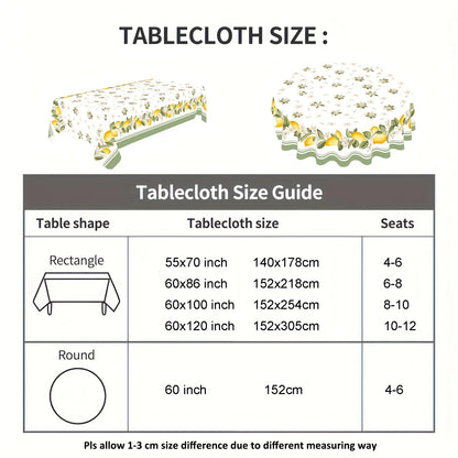 Lemon Floral Rectangle Tablecloth Holiday Home Party Decor Summer Flowers Leaves Plants Table Cloths Kitchen Dining Table Decor