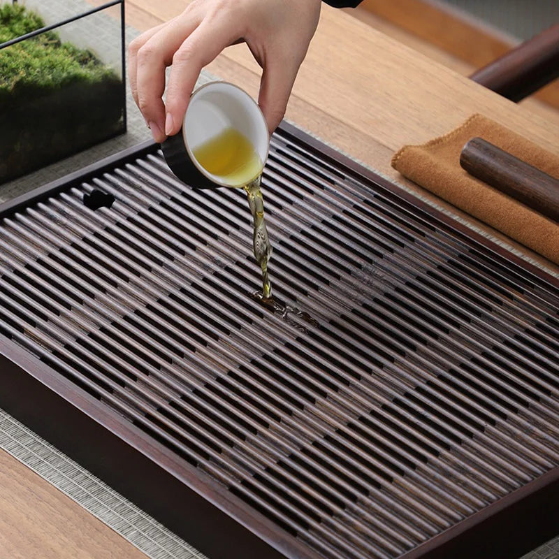 GIANXI Chinese Natural Bamboo Tea Tray Water Storage Kung Fu Tea Set Simple Rectangular Tea Board Tea Storage Tray
