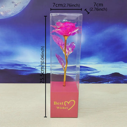 Galaxy Rose Eternal 24K Gold Flower Foil Plastic Artificial Roses Forever Love Wedding Decor Lover Roses Creative Gift Decor
