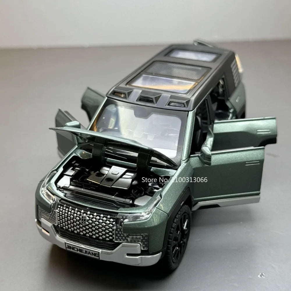1/32 Alloy Model Cars BYD Look Up Off-road Vehicles Diecasts Model Toy 6 Doors Can Be Opened with Light Sound SUV for Boy Gifts