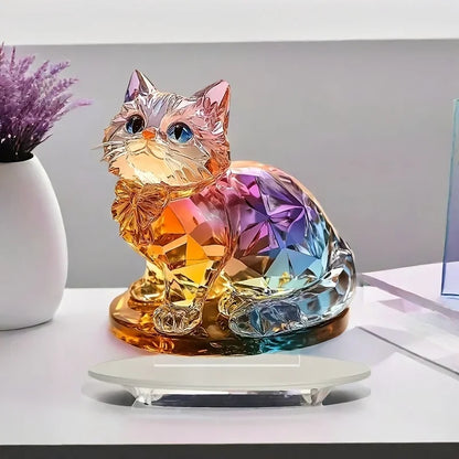 Hanging Decorations Crystal Kitten Acrylic Sculpture/Tabletop Cat Statue for Home Windows and Party Decorations