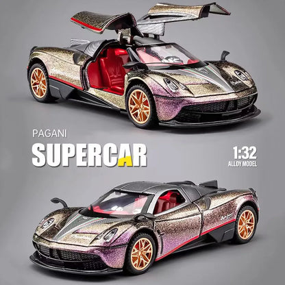 1:32 Pagani Huayra Roadster BC Toy Cars Model Alloy Diecast with Light Music Sports Car 4 Doors Opened Vehicle Toddler Kids Gift