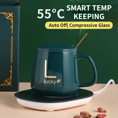 400ML Coffee Cup Coaster Set 55 Degree Temperature Keeping Automatic Heating Ceramic Mug
