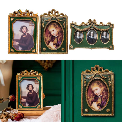 Retro Green Resin Photo Display Frame Tabletop Wall Hanging European Style