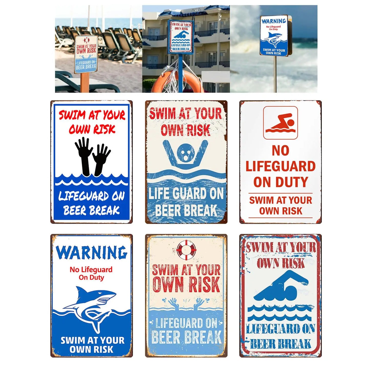 Swimming at Your Risk Risks Pool Pool Pool Sign Plate Plate Plate for Gardens Lakeside Beach