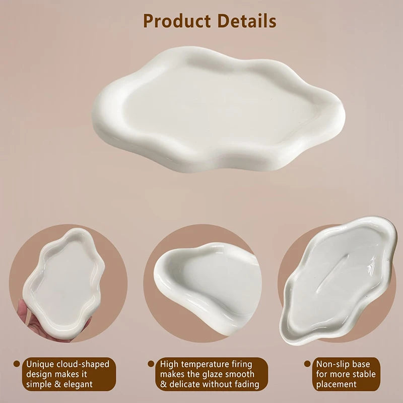 Irregular Tray Basket Cloud Shape Concrete Plaster Dish Ceramic Jewelry Storage White Plate Coaster Epoxy Mold Craft Decor