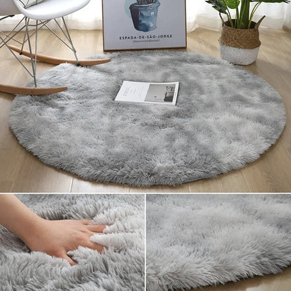 Plush Round Rug Mat Fluffy White Carpets for Living Room Soft Home Decor Bedroom Kid Room Decoration Salon Thick Pile Rug