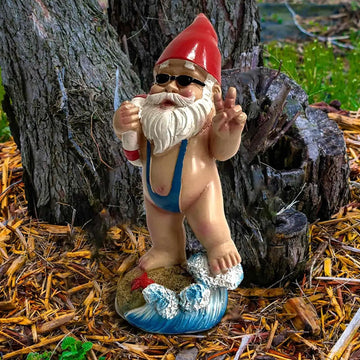 1pc, Funny Garden Swimming Ring Gnome Statue Resin Crafts Fun White Beard Gnome Indoor Home Decor Crafts Gifts