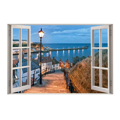 Window Effect Landscape Poster Bedroom Seascape Sea View Canvas Painting and Prints Wall Art Picture for Living Room Home Decor
