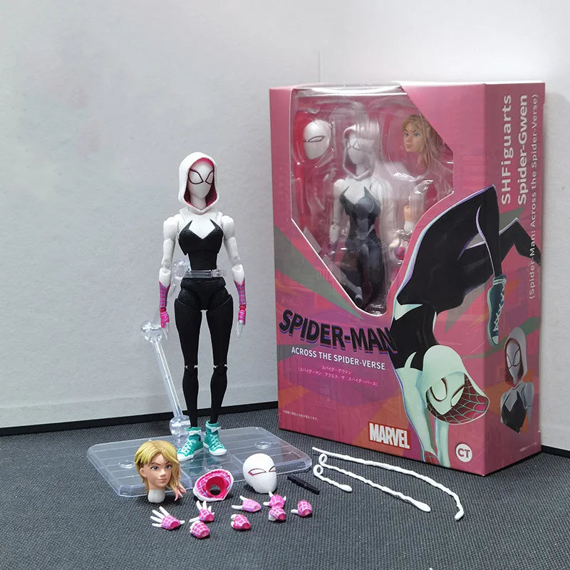 Shf Anime Spider-man Figuarts Miles Morales Gwen Action Figures Gwen Spider Woman Figurine Spiderman Figure Pvc Model Doll Toys
