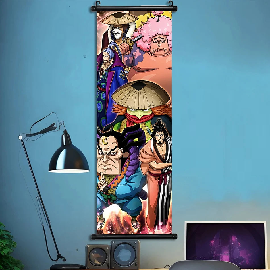 Luffy Hanging Scroll Poster ONE PIECE Anime Cartoon Wall Artwork Canvas Decor Home Decoration Zoro Wallpaper Doflamingo Art Gift