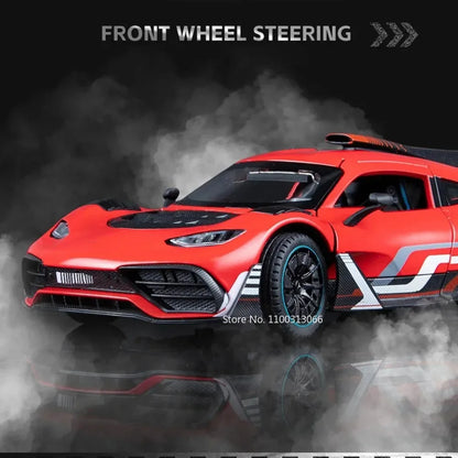 1/24 Scale Alloy Car Model ONE Sports Car Metal Diecast Toy Vehicles Simulation Sound & Light Toy for Children Gift Collectibles