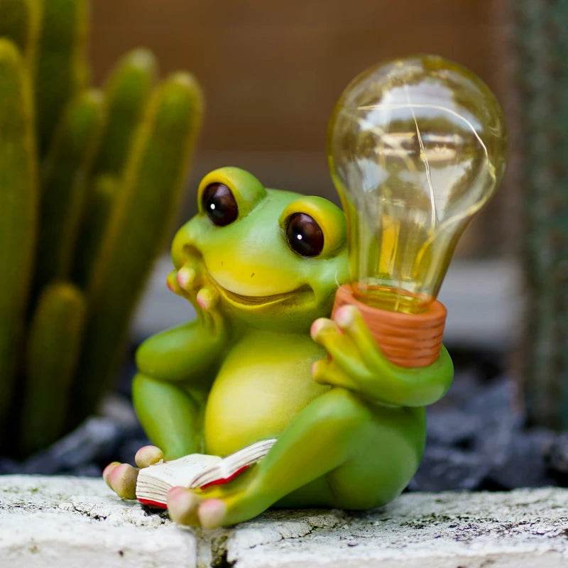 NORTHEUINS solaire grenouille lecture livre ampoule Figurines créatif Animal maison salon étude bureau accessoires décoratifs