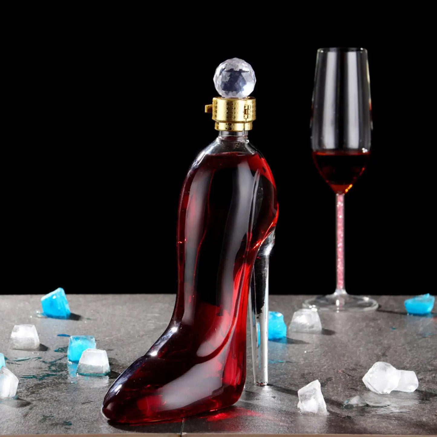 375ml Novelty High Heels Shaped Whisky Decanter Crystal Glass Wine Bottle Merlot Moscato Rum Vodka Bottle Liquor Dispenser