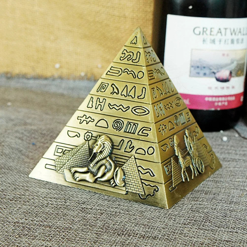 Egyptian Pyramids Figurine Pyramid Model Building Statue Home Office Desktop Decor Gift Souvenir(Bronze)