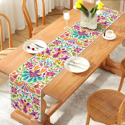 Mexican Day of The Dead  Linen Table Runners Dresser Scarf Mexico Dia De Los Muertos Table Runner for Kitchen Dining Table Decor