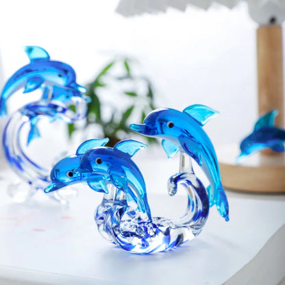 Crystal Dolphin Figurine Glass Lovely Sea Animal Ornament Home Table Statue Decor Fish Tank Craft Paperweight Kid Christmas Gift