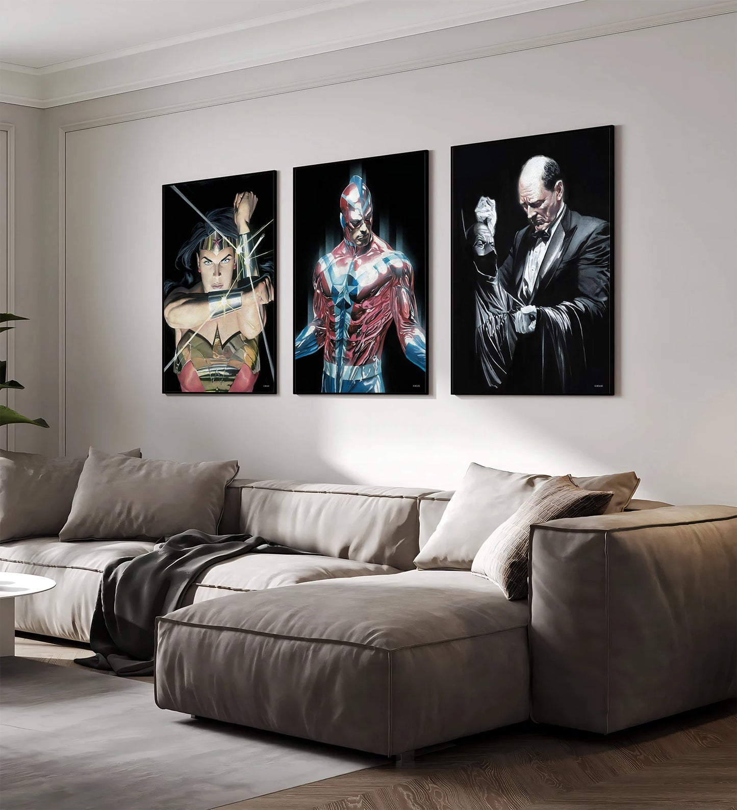 DC Heroes Ross Edition Superman Self-adhesive Poster Movie Wallpaper Figures Home Decoration Painting Wall Art Bedroom Cartoons