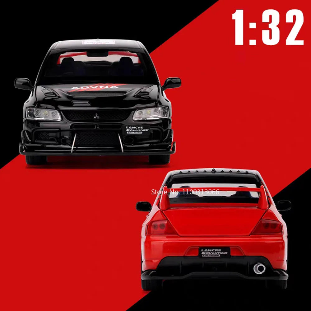 1:32 Mitsubishi EVO GTR R34 Cars Toys Alloy Diecast Models Wheel Steering Miniature Car Doors Opened Vehicles Child Adult Gifts