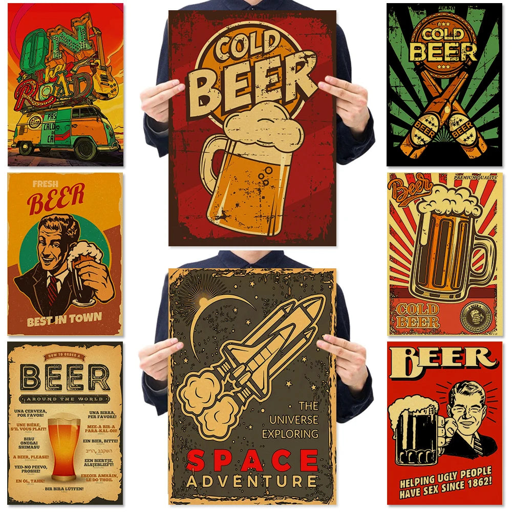 Bar Beer Retro Poster Kraft Paper Posters Vintage Home  Medicine Student Decor Medical Art Wall Painting Poster
