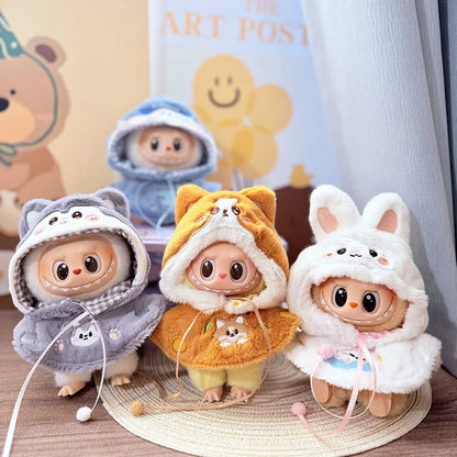 Cute Doll Accessories Clothes Onesie For 17cm Labubu V1V2 Melody Mini Dolls Clothing Kids Gift Bags For  Hairy Rabbit Bodysuit