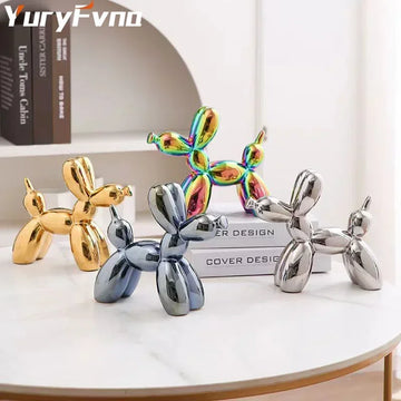 YuryFvna 11cm Creative Balloon Dog Abstract Ceramic Ornament Sculpture Study Room Statue Home Office Accessories Decoration Gift