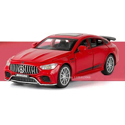 1:32 Alloy C63S GT63S Cars Models Diecast Toys Doors Opened Miniature Vehicles Rubber Tires Light Music Car Boys Xmas Gifts