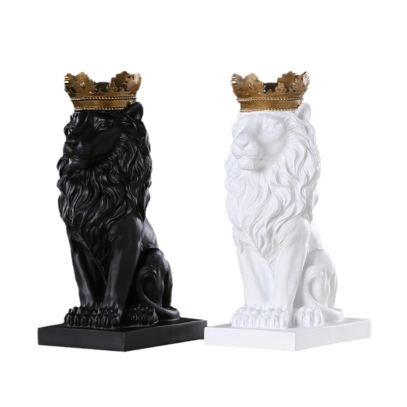 Resin Lion Figurines Modern Animal Statue Desktop Office Crafts Gift Ornament Home Decor Sculpture