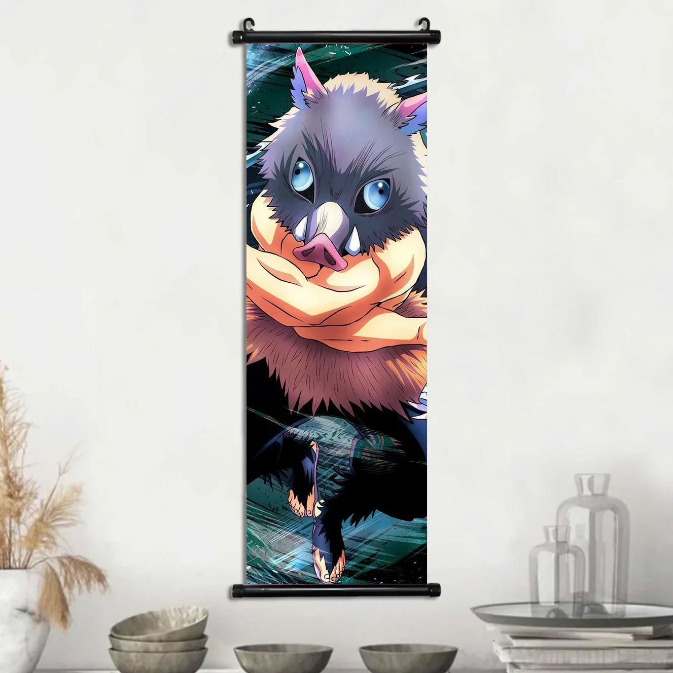 Demon Slayer Hashira Nezuko Agatsuma Zenitsu Inosuke Scroll Canvas Wall Hanging Painting Home Decor Anime Poster Wall Art Room