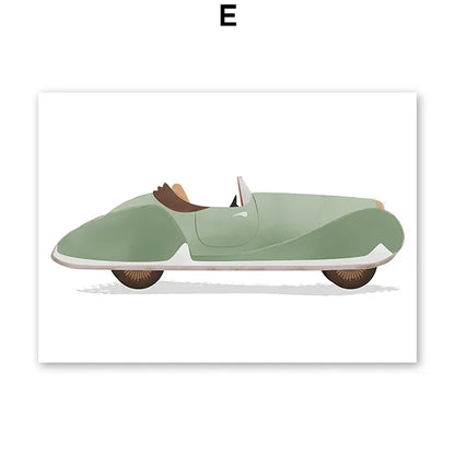 Sailboat Rocket Hot Air Balloon Plane Train Car Wall Art Nordic Posters Prints Canvas Painting Cartoon Pictures Kids Room Decor