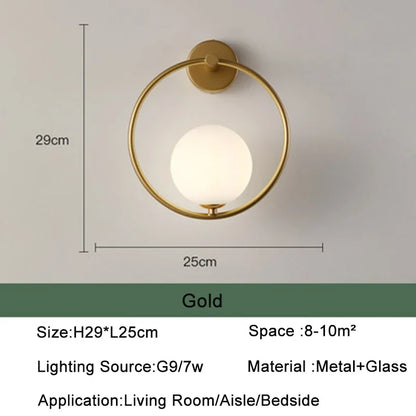 Black Gold  Indoor LED Wall Lamps with 9W G9 Bulb for Bedroom Nordic Switch LED Wall Lights Wall Sconce for Corridor Luminaire