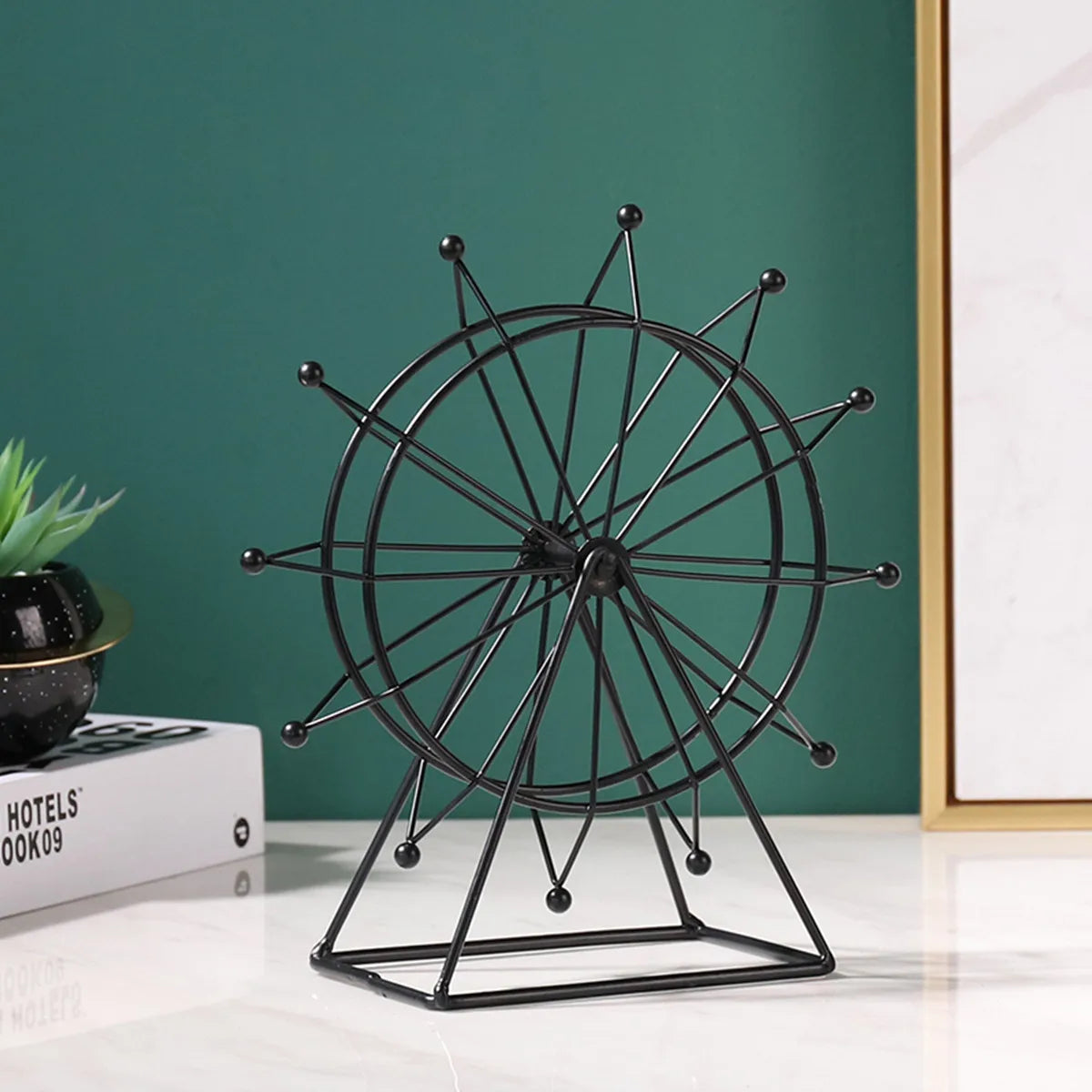 1Pcs Wrought iron metal model rotating ferris wheel ornaments office desk living room wine cabinet TV cabinet decorations