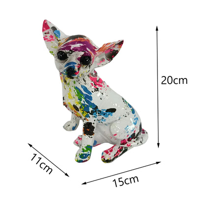Peinture colorée Graffiti Chihuahua bouledogue, décoration artisanale en résine créative, décoration de bureau pour porche de maison