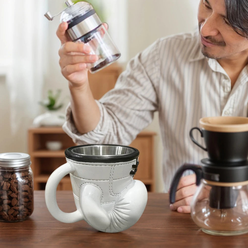 Boxing Glove Mug Boxing Themed Tea Cup Sports Themed Mug Portable Kitchen Desktop Container with Handle Creative Home Gifts