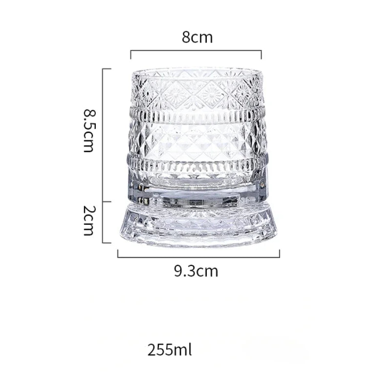 European Crystal Wine Decanter with Rotating Star Design - Whiskey & Beer Glass Set, Modern Home Bar Accessories Gift