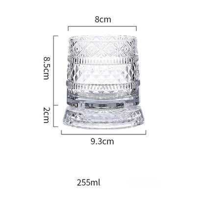 European Crystal Wine Decanter with Rotating Star Design - Whiskey & Beer Glass Set, Modern Home Bar Accessories Gift
