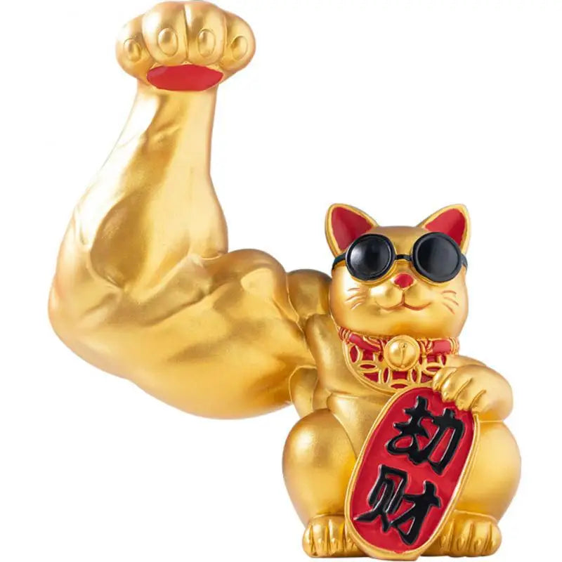 Big Arm Lucky Wealth Waving Cat Gold Waving Hand Cat Home Decor Welcome Waving Cat Sculpture Statue Decor Car Ornament Shop Gift