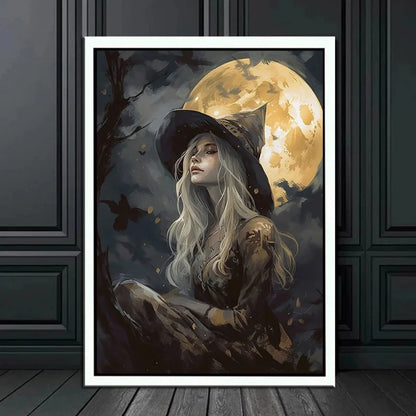 Gothic Dark Wall Art Victorian Raven Witch Canvas Oil Posters And Prints Halloween Background Living Room Bedroom Decoration