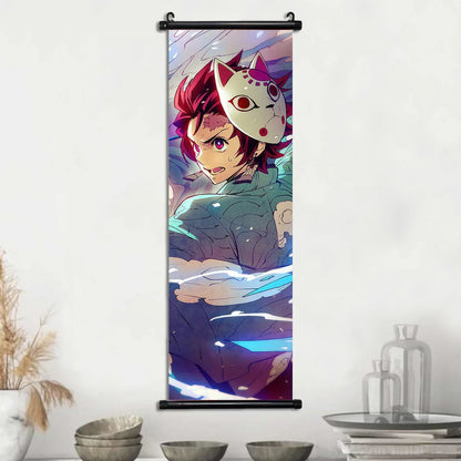 D-Demon Slayer Kamado Tanjirou Scroll Canvas Wall Hanging Painting Home Decor Anime Poster Wall Room Decoration Decro Wallpaper