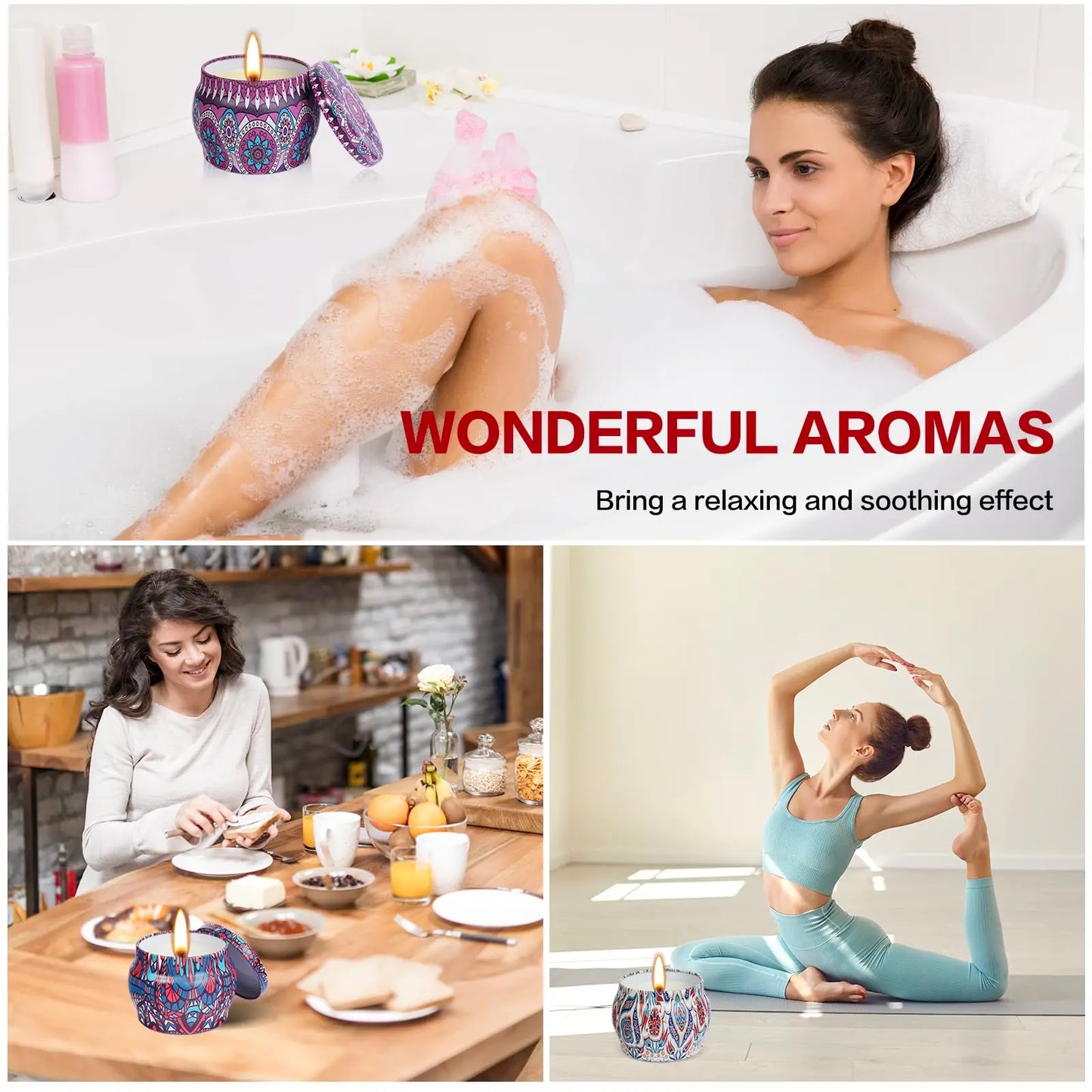 4 Pack Scented Candles Gifts Box Set for Women, Soy Wax Lavender Vanilla Lemon Rose Aromatherapy Candles for Christmas,Birthday