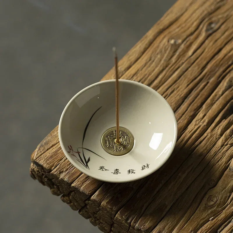 1PCCreative Ceramic Line Incense Burner Household Agarwood Sandalwood Plate Smoking Tea Room Incense Path Incense Insert