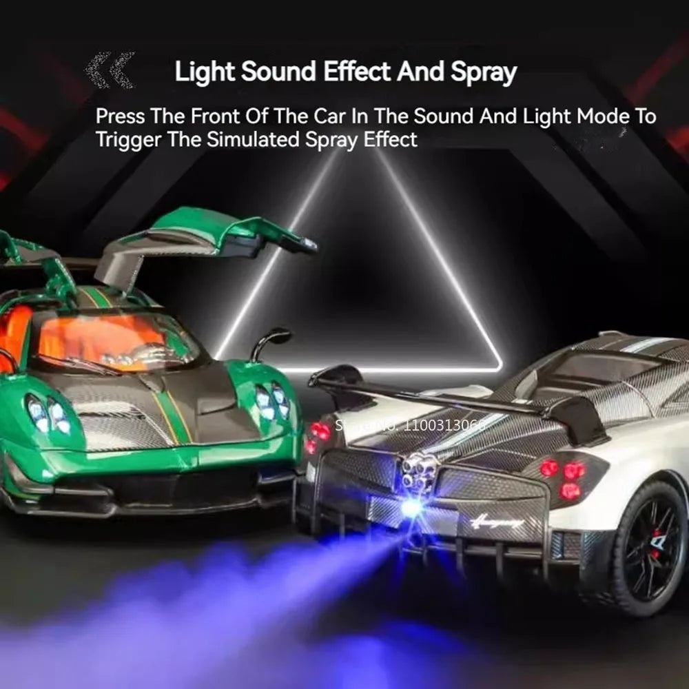 1:24 Pagani Huayra BC Apollo EVO Toy Cars Alloy Models Rubber Tires Doors Opened Miniature Sports Car  for Boys Collection Gifts