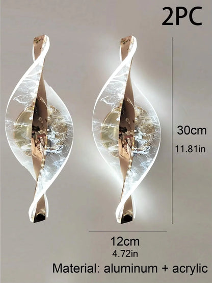 1pc/2pc LED Light Luxury Gold/Black Acrylic Wall Sconce for decorating living room back wall,bedroom bedside home decor lighting