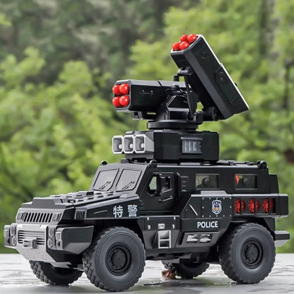 1:50 Double Turret Armored Cars Toys Models Alloy Diecasting with Light Music Miniature Panzer Vehicles for Boys Festival Gifts