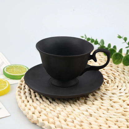 2PCS/Set High-end Coffee Cups And Saucers, High-value Ceramic Mugs, Business-style Latte Art Coffee Cups, Hand-pinched Cups