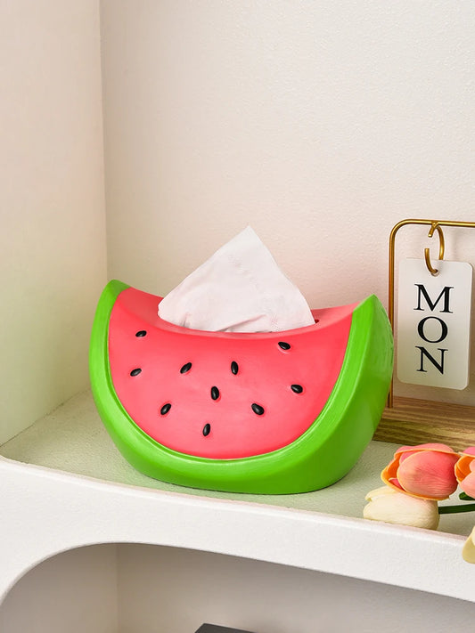 Advanced Sense Watermelon Tissue Box Desktop Home Ceramic Living Room Porch Coffee Table Decoration Portable Creative Paper Box