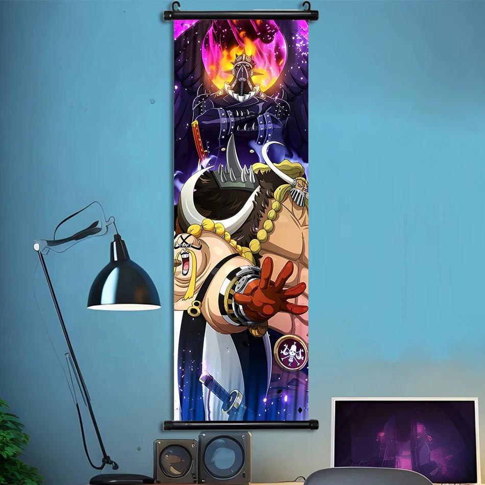 Luffy Hanging Scroll Poster ONE PIECE Anime Cartoon Wall Artwork Canvas Decor Home Decoration Zoro Wallpaper Doflamingo Art Gift