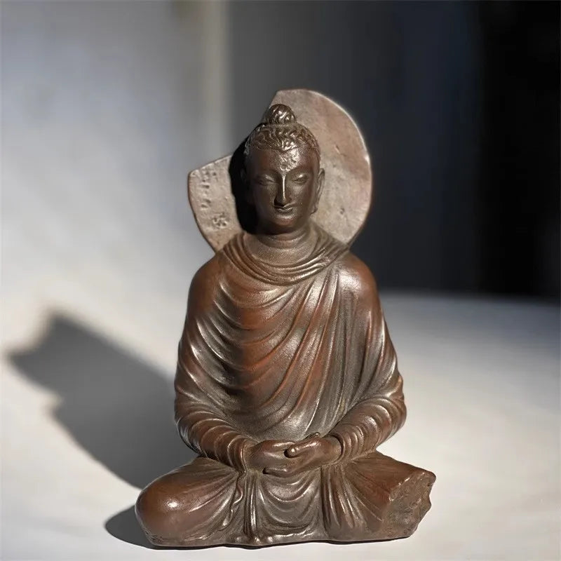Gandhara Buddha Statue Miniature Exquisite Classical Retro Buddha Sitting Statue Ornaments Home Tea Room Art Desktop Decoration