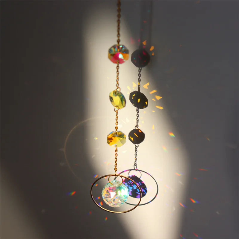 Sun Catcher Crystal Hanging Glass Prisms Suncatcher Wind Pendants Rainbow Maker Light Catcher for Home Window Garden Decorations