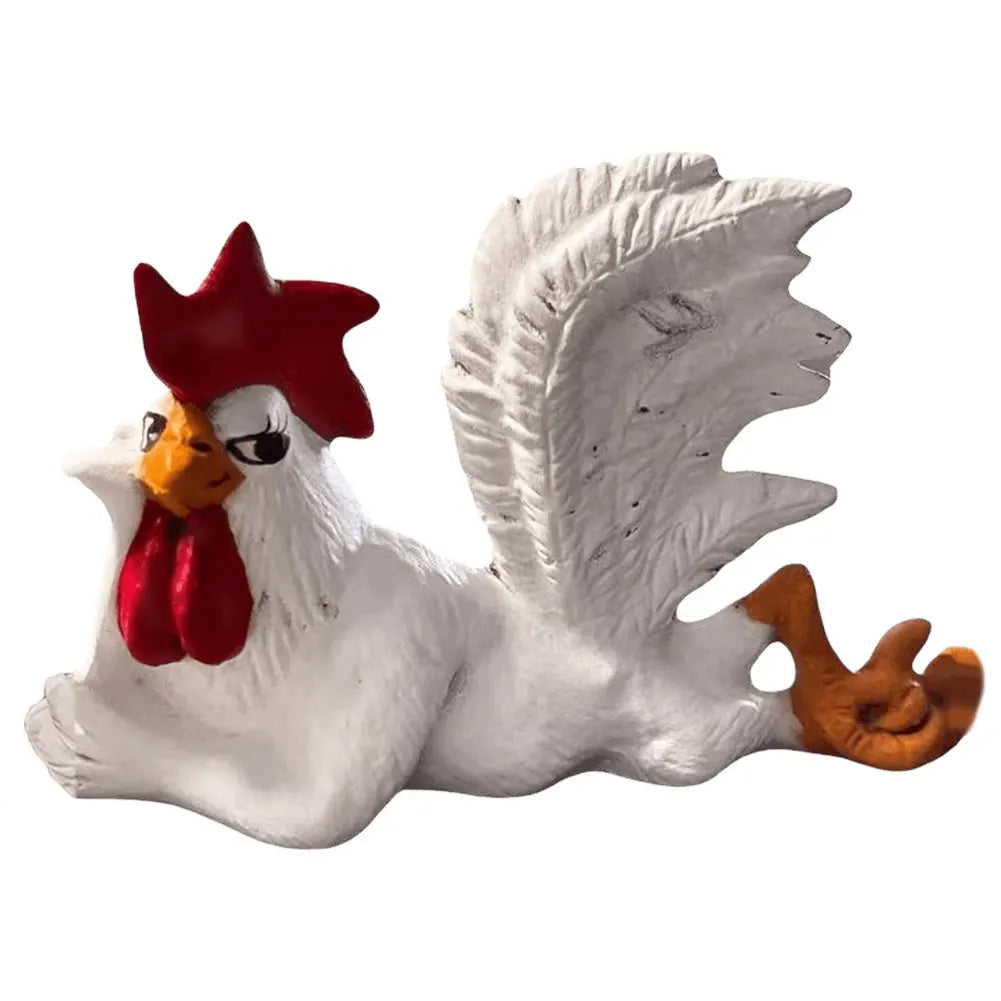 Rooster Decor Chicken Yard Art Sculpture Desktop Ornament Creative Rooster Decorative Figurine Resin Small Red White Rooster